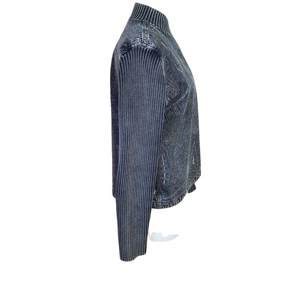 Vintage Chico’s Washed Denim Embroidered Jacket Western Whimsigoth Grunge-M - Picture 7 of 15